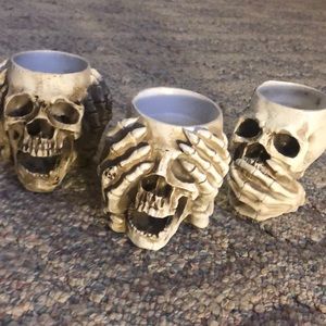 RARE Skull Centerpiece. See speak hear no evil.